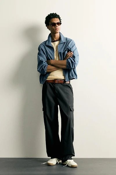 RELAXED FIT PLAID ZIP SHIRT