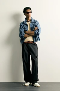 RELAXED FIT PLAID ZIP SHIRT