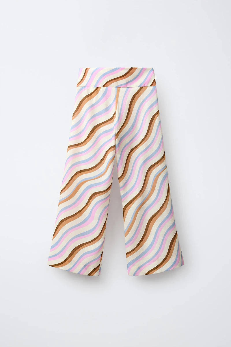 WAVE PRINT WIDE LEG PANTS