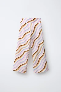 WAVE PRINT WIDE LEG PANTS