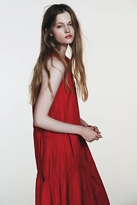 NYLON MIDI DRESS WITH TIES