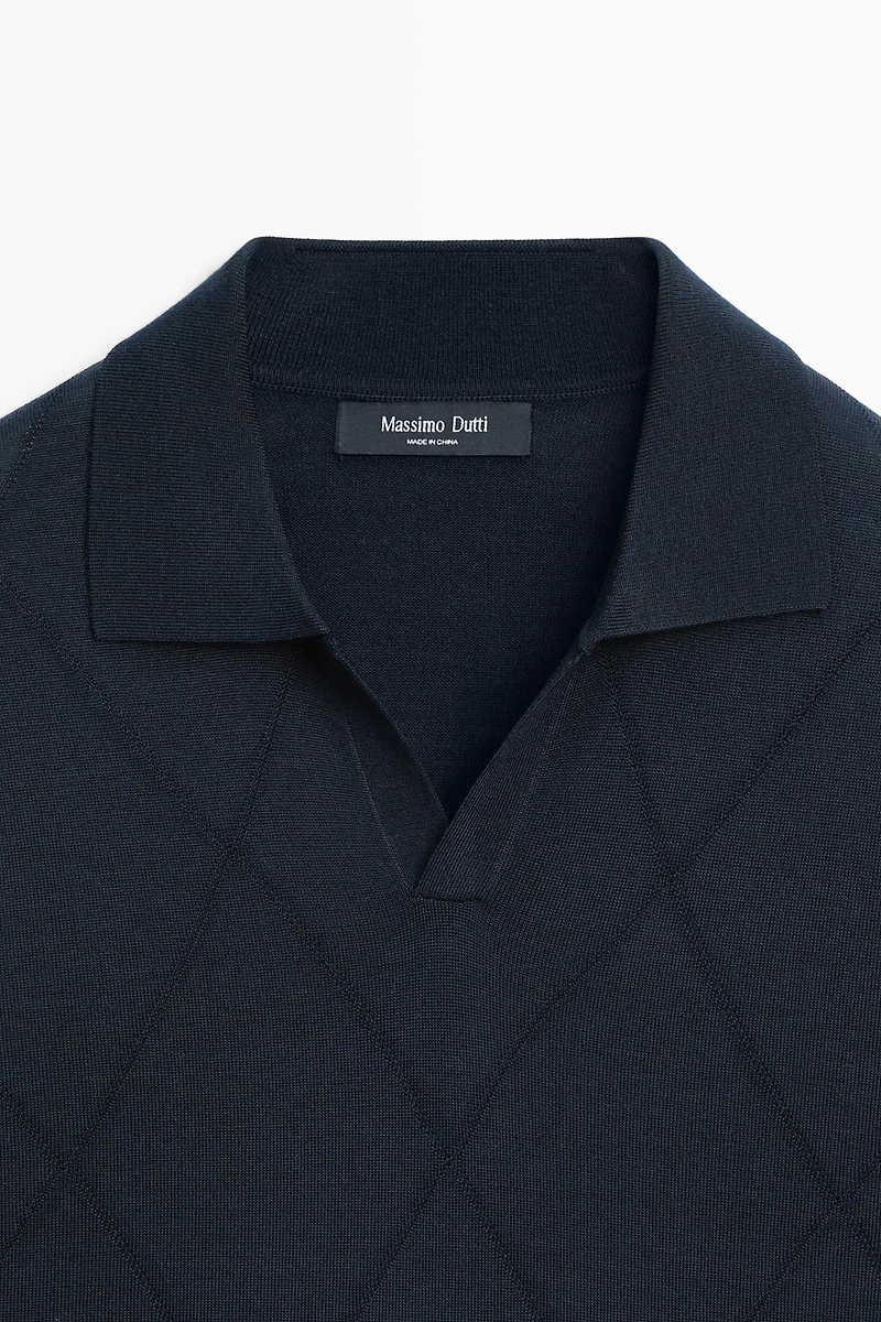 Pull polo en maille à motif losanges