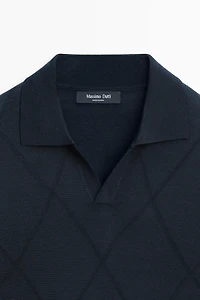 Pull polo en maille à motif losanges