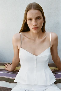 PLEATED POPLIN TOP