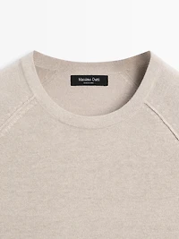 Linen blend knit crew neck sweater