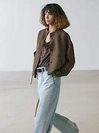 Veste bomber en lin et soie