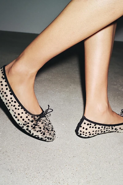 MESH BALLET FLATS WITH BOW