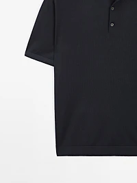 Polo en maille de laine mélangée à manches courtes