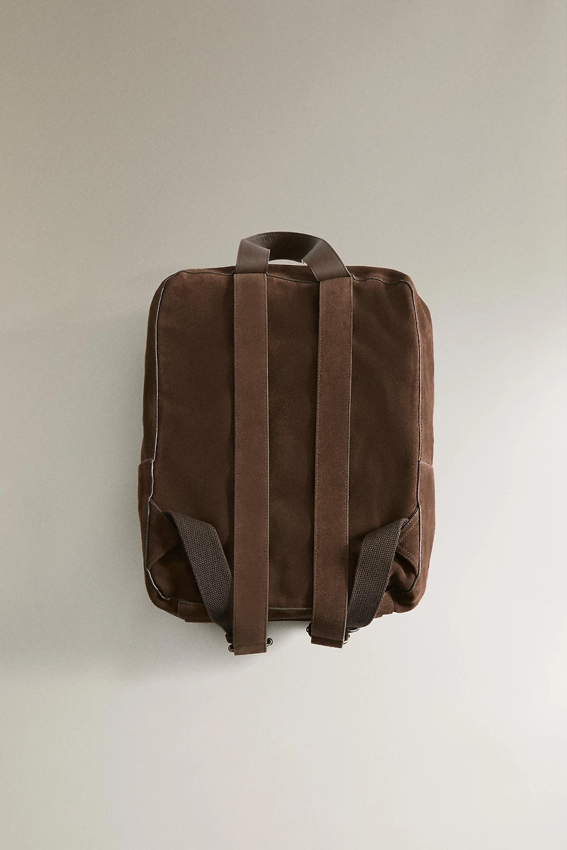SPLIT SUEDE LEATHER BACKPACK