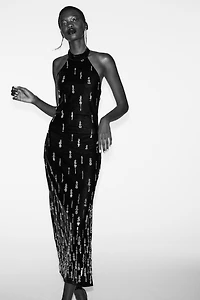 ROBE MI-LONGUE EN VELOURS AVEC FANTAISIE