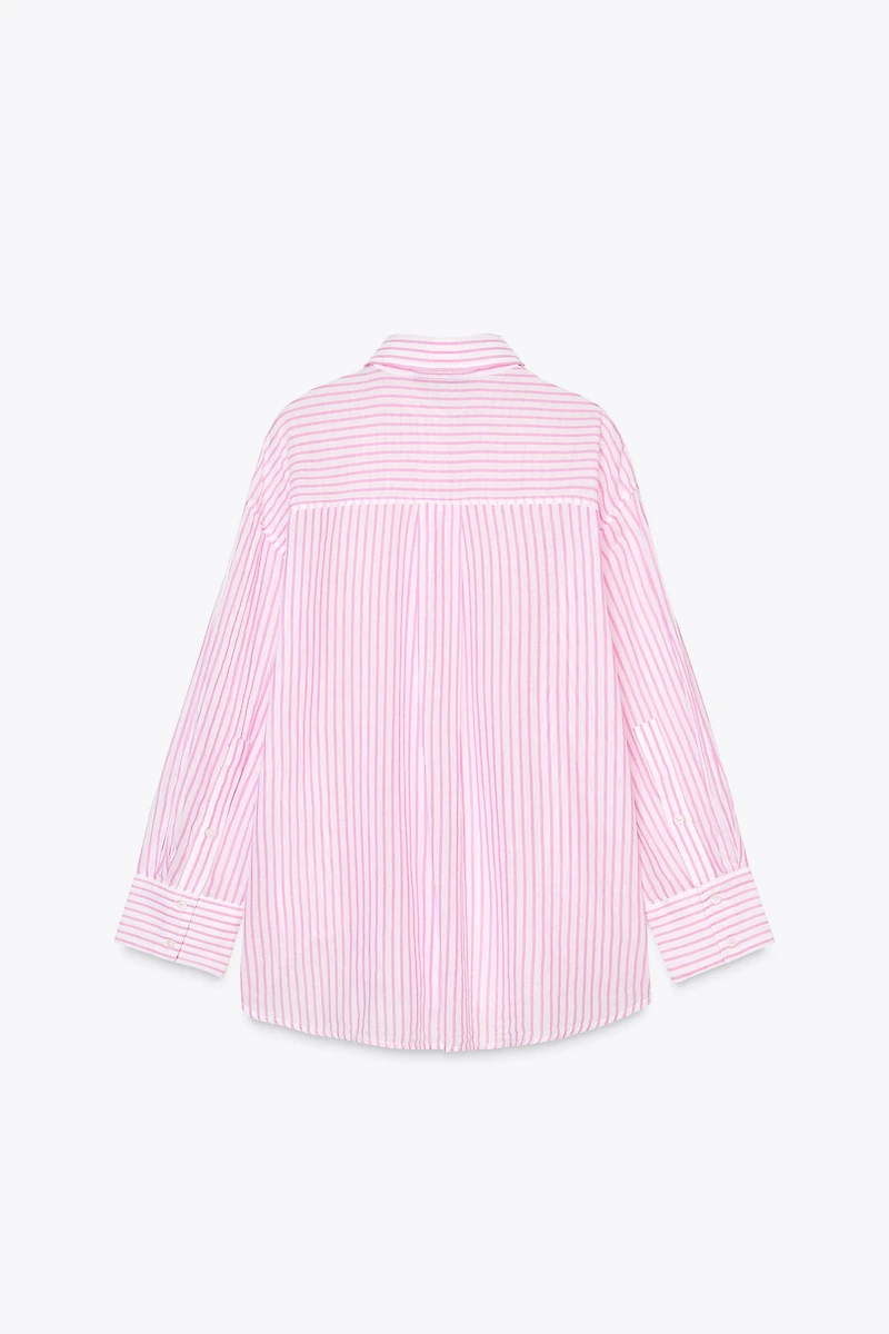 STRIPED GAUZE OVERSIZED SHIRT