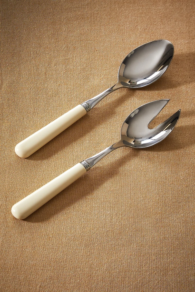 SALAD FLATWARE SET WITH COLORED HANDLE (SET OF 2)