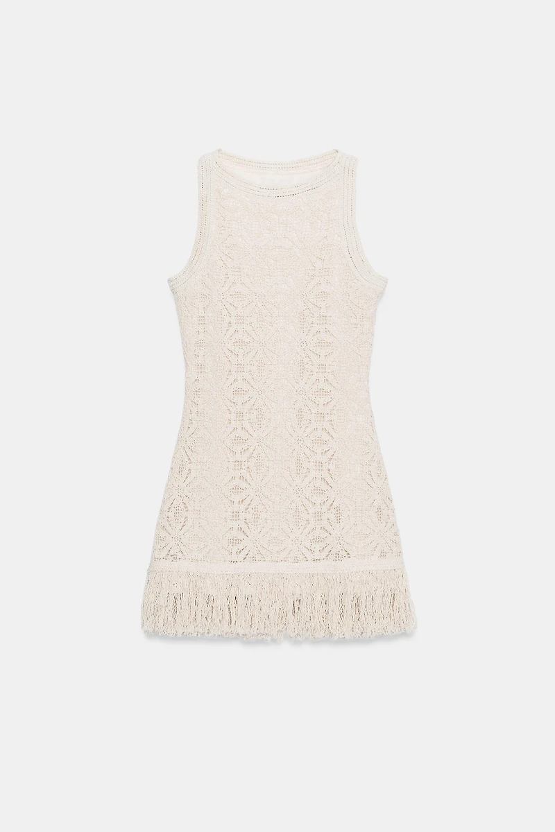 ROBE COURTE CROCHET FRANGES