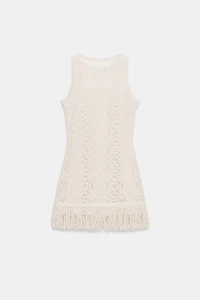 ROBE COURTE CROCHET FRANGES