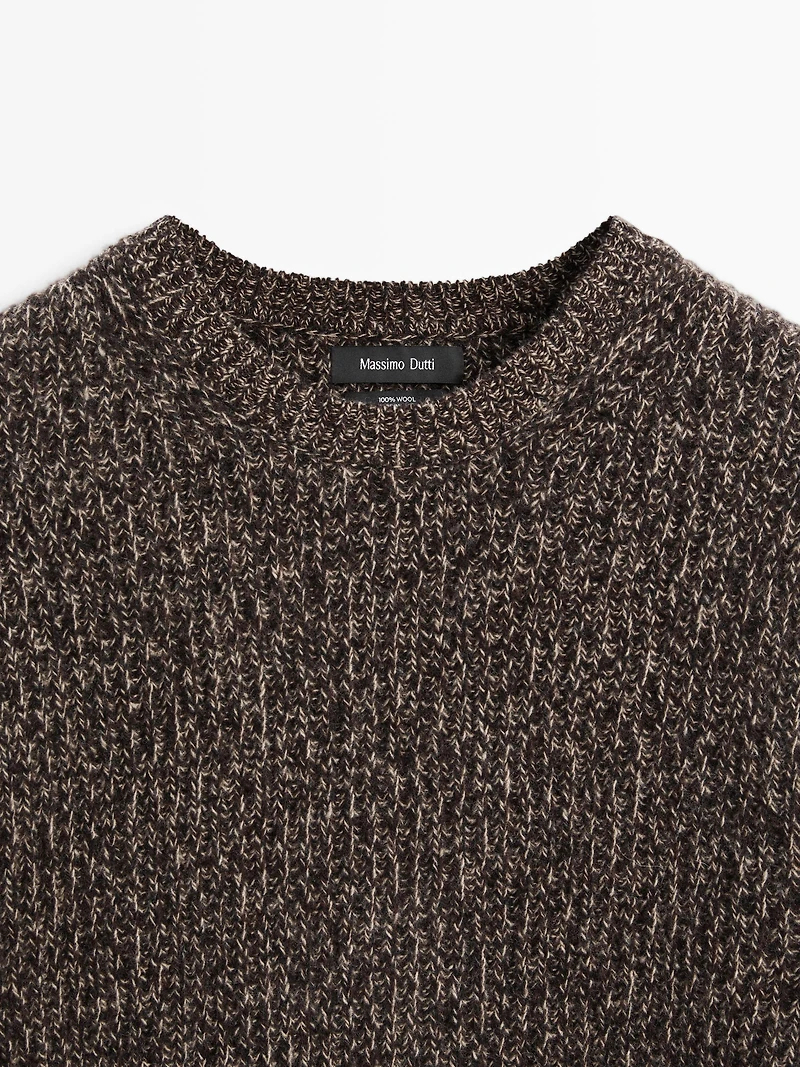 Pull col rond 100 % laine