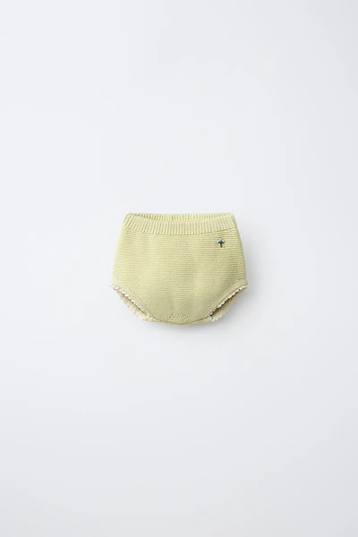 CULOTTE EN MAILLE À DENTELLE ET FLEURS BRODÉES