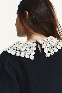 CROCHET KNIT SHORT SLEEVE JUMPER