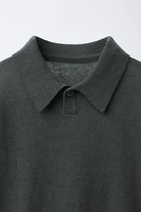 KNIT COTTON LINEN POLO SHIRT