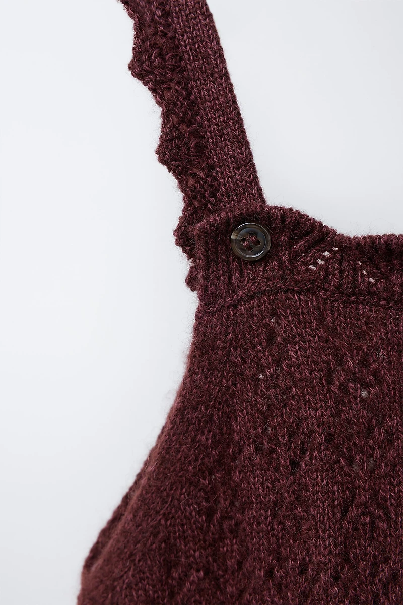 CASHMERE KNIT OVERALLS WITH OPENWORK