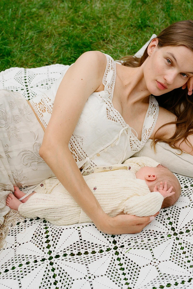 EMBROIDERED FLORAL KNIT JUMPSUIT