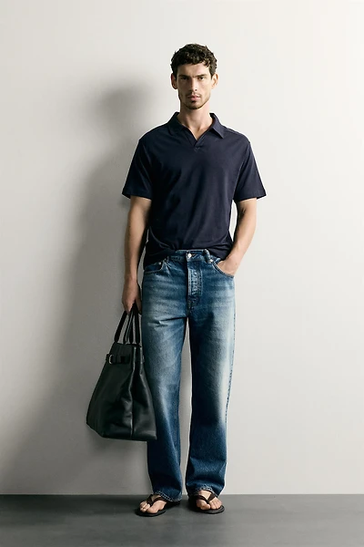 REGULAR FIT STRIPED FLOWY POLO