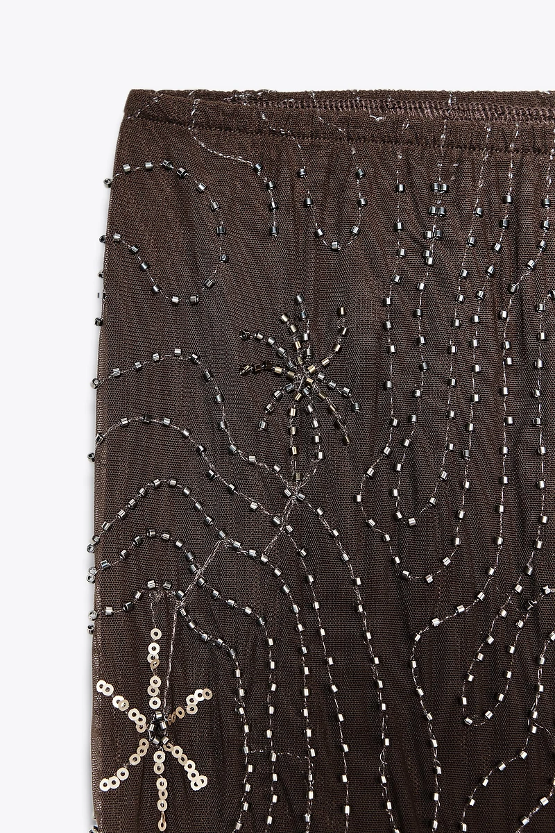 BEADED SEQUIN PANTS