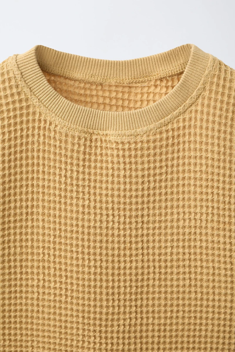 PLAIN WAFFLE KNIT T-SHIRT