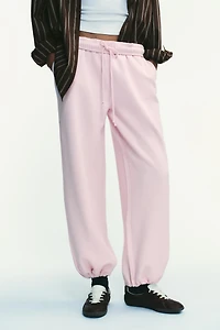 BASIC STRAIGHT-LEG ADJUSTABLE HEM FLEECE PANTS