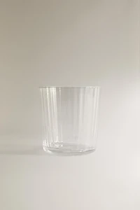 GLASS TUMBLER WITH LINE DESIGN