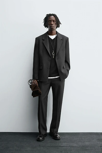 TEXTURED SUIT PANTS
