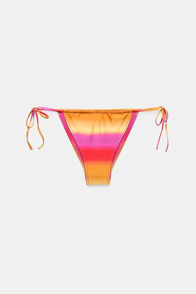 BAS DE BIKINI IMPRIMÉ RAYURES À NŒUDS