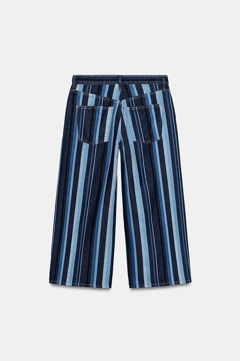 ZW COLLECTION MID-RISE STRIPED CULOTTE JEANS
