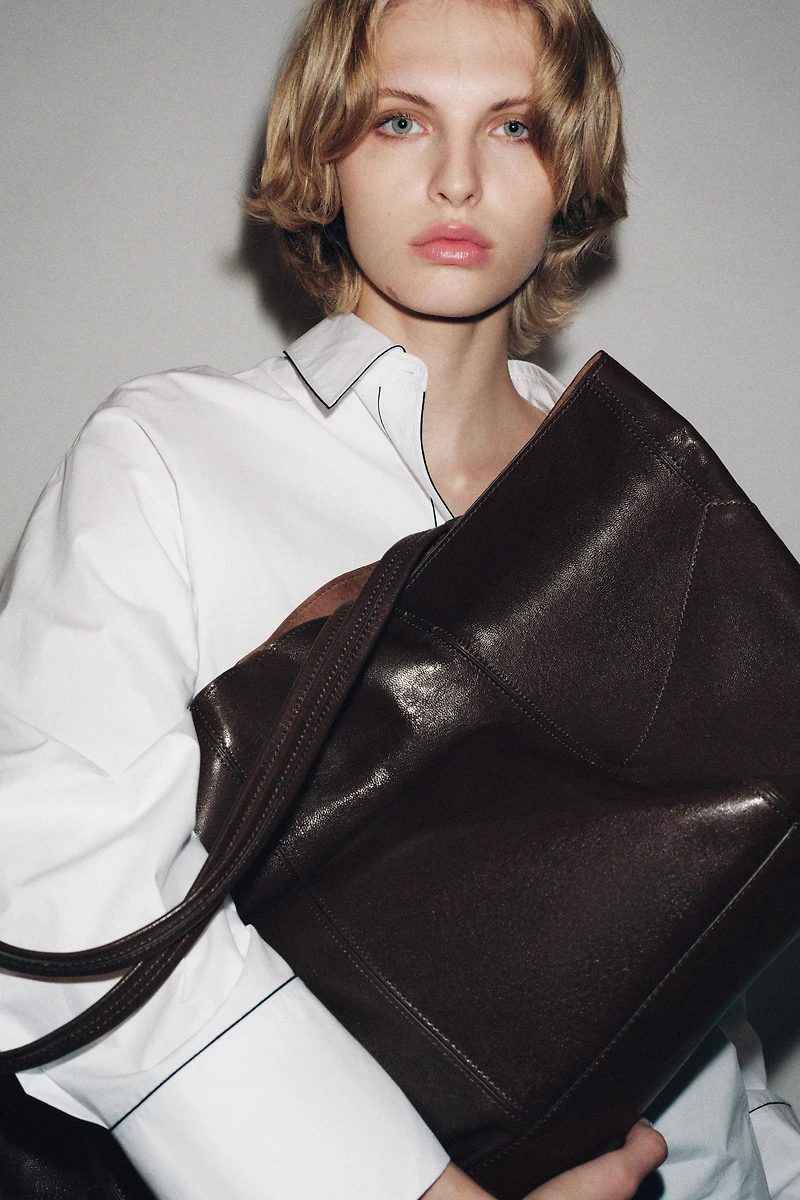 LEATHER MAXI SHOPPER BAG