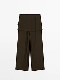 Pantalon fluide contrastant 100 % soie