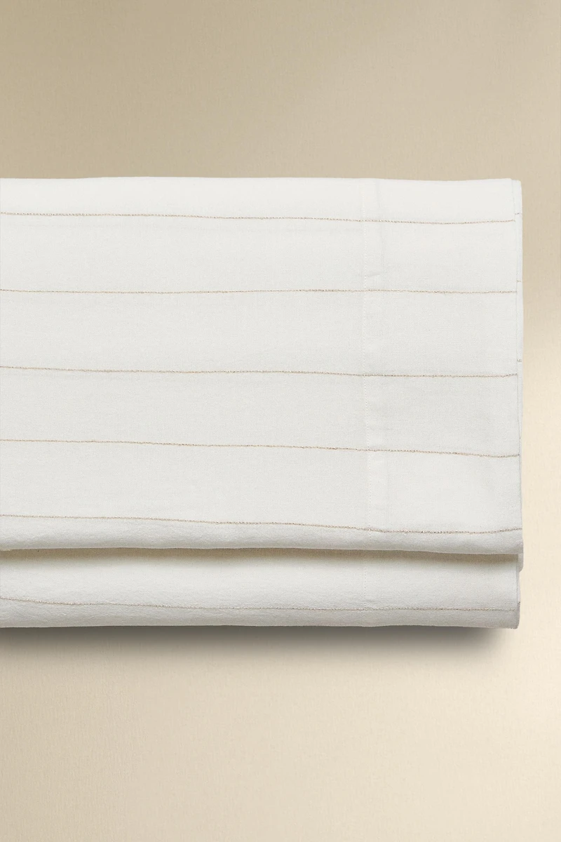 STRIPED COTTON LINEN FLAT SHEET