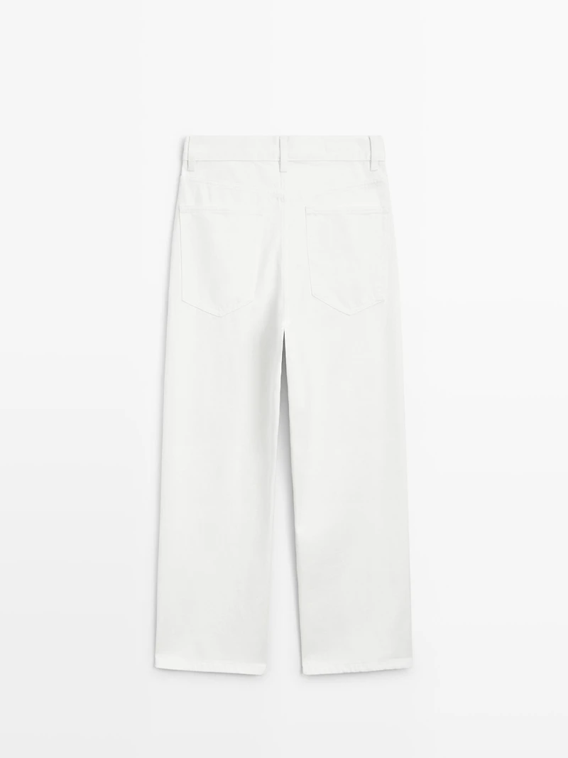 Mid-rise cropped wide-leg jeans