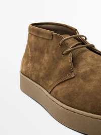 Soft split suede ankle boots