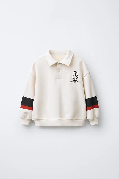 EMBROIDERED DUCK POLO SWEATSHIRT
