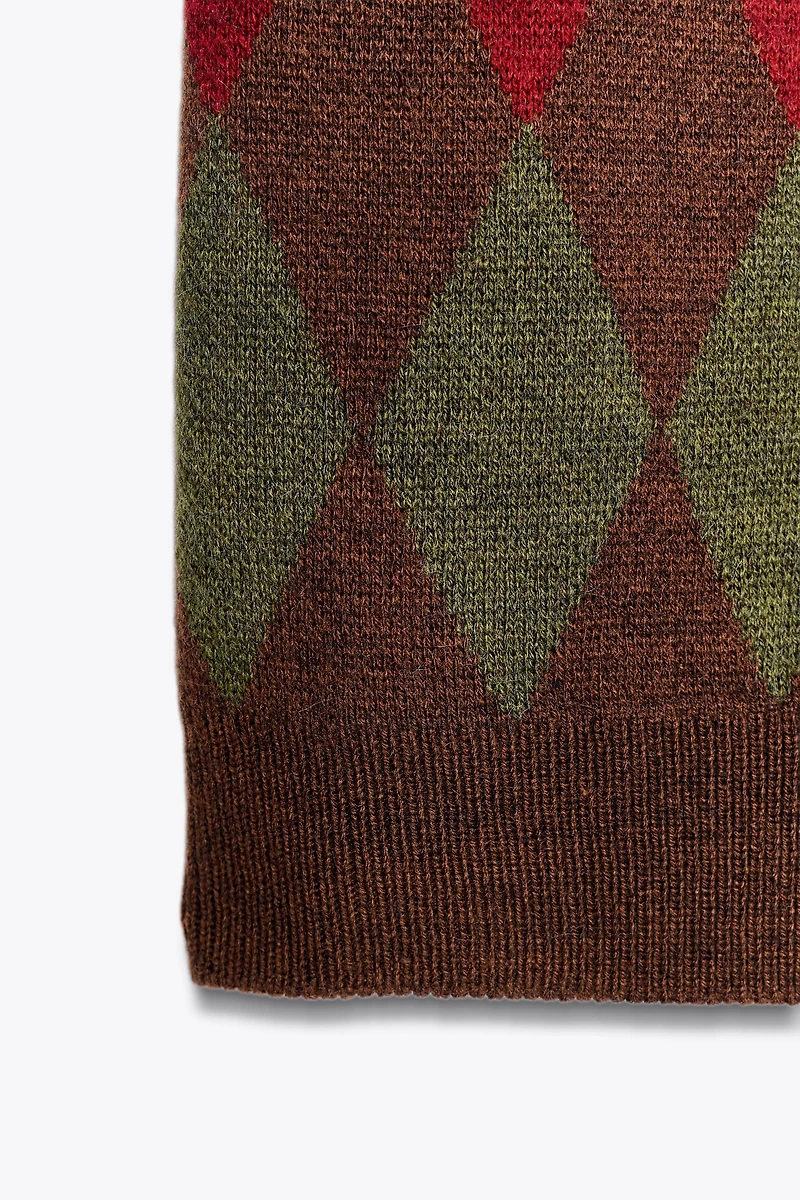 ARGYLE KNIT POLO JACKET