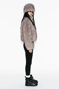 SHORT COAT WITH FAUX FUR HOOD HEIQ XREFLEX™ TECHNOLOGY SKI COLLECTION