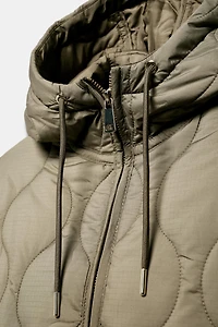 WATER REPELLENT HOODED PUFFER JACKET