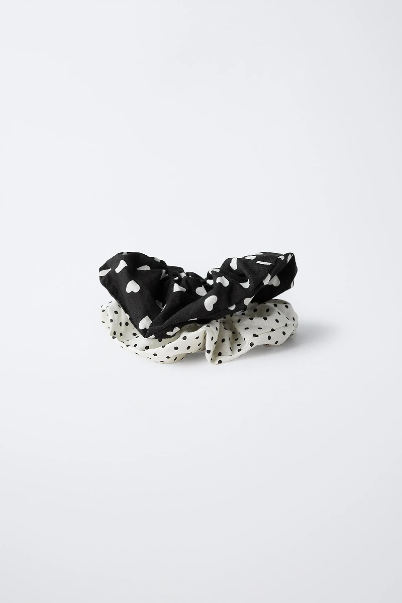 TWO-PACK OF POLKA DOT AND HEART HAIR TIES