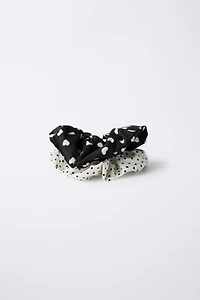 TWO-PACK OF POLKA DOT AND HEART HAIR TIES