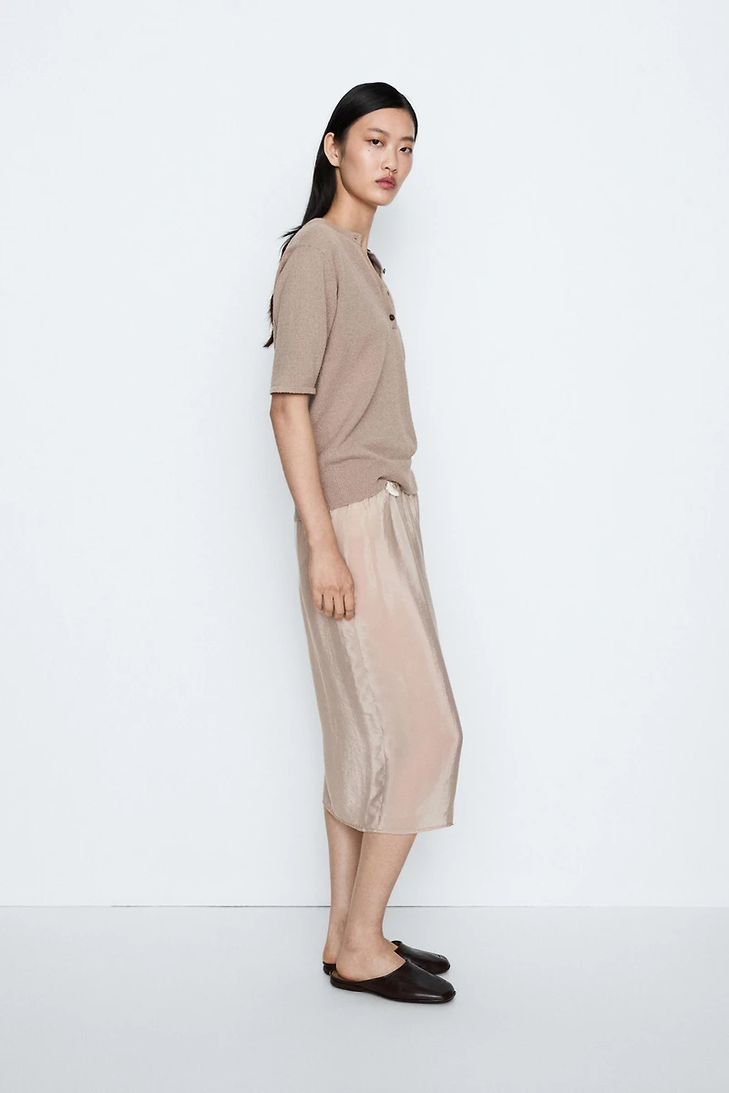 STUDIO Cotton Blend Button-Front Knit Sweater