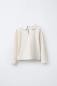 RIBBED PETER PAN COLLAR T-SHIRT