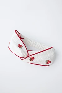 EMBROIDERED STRAWBERRY HEADBAND