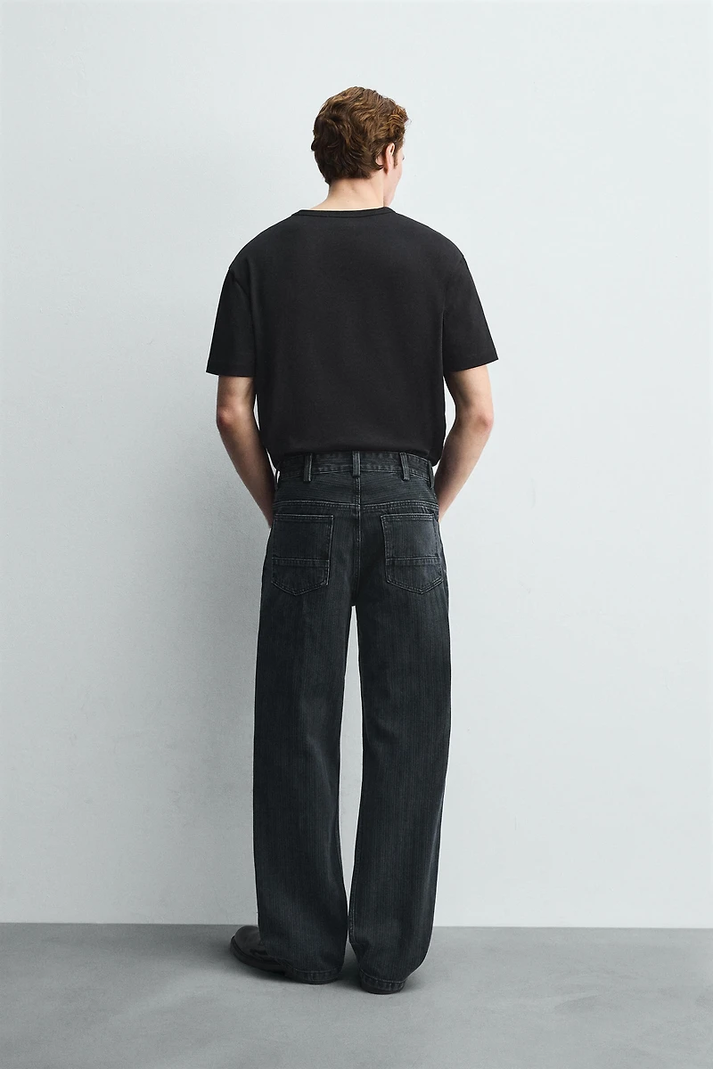 TEXTURE STRIPED JEANS