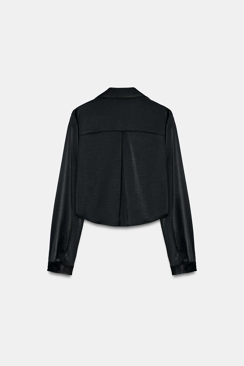 CROPPED SATIN EFFECT SHIRT