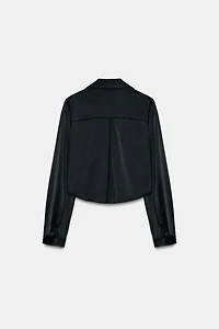 CROPPED SATIN EFFECT SHIRT