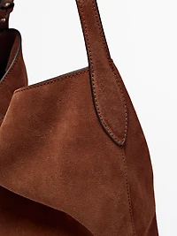 Sac seau en croûte de cuir